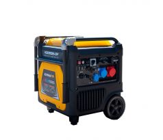 Odhlučnený benzínový / LPG invertorový generátor KGG90Ei-DF s maximálnym výkonom 8,9 kVA, napätím 230 / 400 V, s ručným aj elektrickým štartovaním.