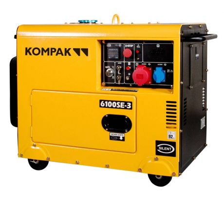 KOMPAK K6100SE – odhlučnená naftová elektrocentrála 5,3 kW s elektrickým štartom a AVR
